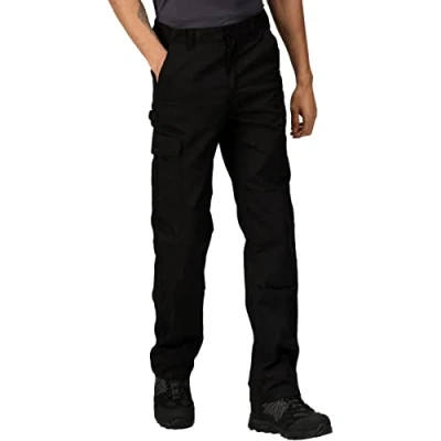 Image of Regatta Men&#039;s Professional Pro Cargo Hardwearing Water Repellent Multi Pocket Trousers Trousers, Black, Size 42 UK