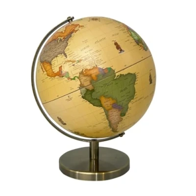 Image of Gleneagles Antique 20cm Travel Globe with 50 Memory Gems Desk Decor &amp; Office Gift (yellow, 25cm)