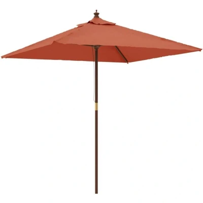 Image of vidaXL Garden Parasol with Wooden Pole Terracotta 198x198x231 cm