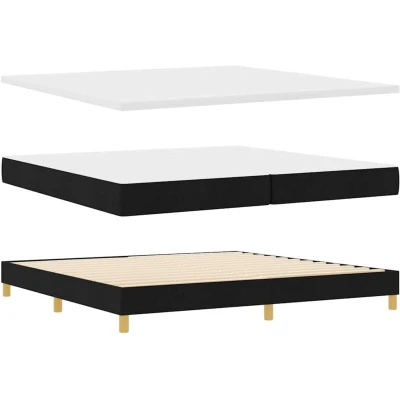 Image of vidaXL Box Spring Bed Black 200 x cm Upholstery and Wood Foam