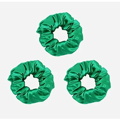 Image of townssilk Silk Skinnie Hair Bobbles 100% Pure Mulberry 22 Momme Friendly Luxury Elastic 3 Colour 3pc green