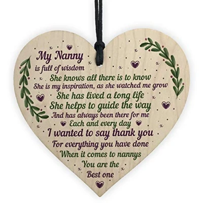 Image of RED OCEAN Nanny Plaque Nana Nanna Gifts Wooden Heart Presents Birthday