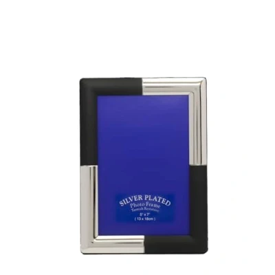 Image of Black &amp; Silver Cornered Picture Frame, Plated Photo Fames (Black Silver, 5&quot; x 7&quot;)