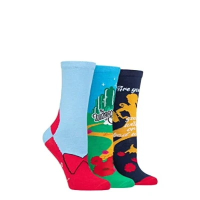 Image of Women&#039;s 3 Pair SOCKSHOP Wizard of Oz Cotton Socks Assorted 4 8 Ladies