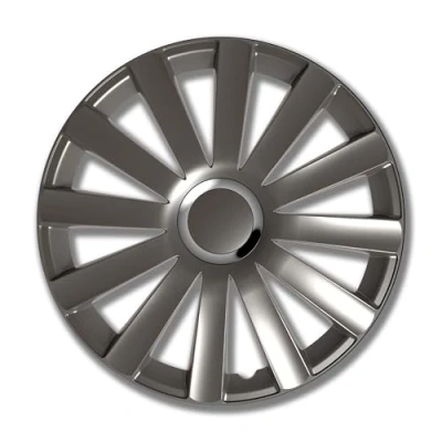 Image of Petex Spyder Pro RB536916 Wheel Trims 16 Inch Double Lacquered with Chrome Ring ABS Plastic in Box Dark Anthracite Set of 4