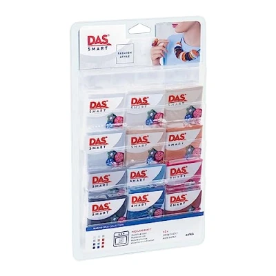 Image of DAS Smart Oven Bake Modelling 28g Clay, Fashion Style Warm &amp; Cold Colours Collection, 12 Pieces, Ideal for Professionals and Hobbyists
