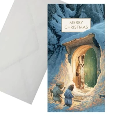 Image of Christmas Card Money Wallet Made in the UK Eco Friendly (Badger Wind Willows 2958)