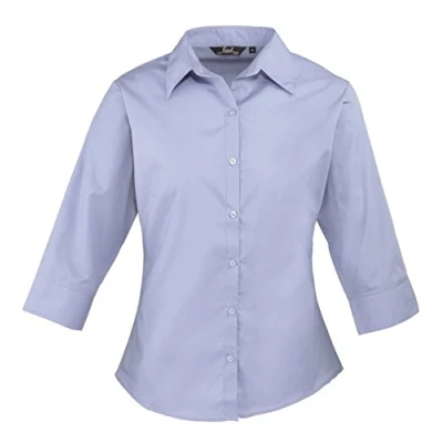 Image of Premier Workwear Ladies 3/4 Sleeve Poplin Blouse Mid Blue 20