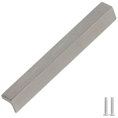 Image of Decoranddecor Contemporary Pull Handles Solid Metal for Cabinets (192mm Between Hole Centres, Brushed Chrome)
