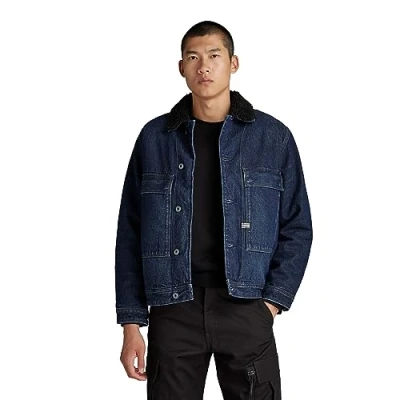 Image of G Star RAW Mens Utility Flap Pocket Sherpa Jacket Navy Size 2XL