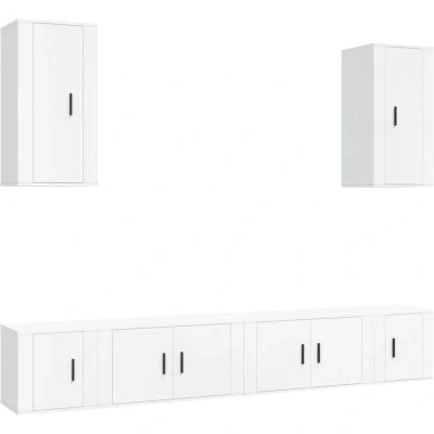 Image of vidaXL 6 Piece TV Cabinet Set White Engineered Wood