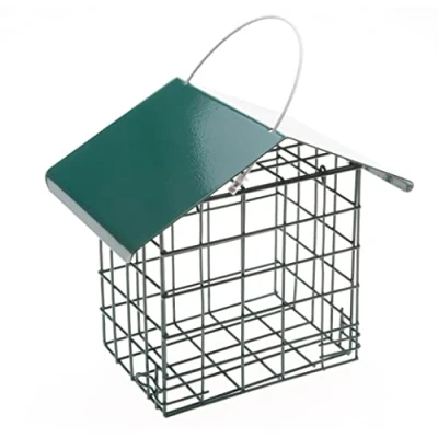 Image of Fat Ball Feeder for Small Birds Chalet Shaped Roof Protects Food from Rain, Weather Resistant Garden and Outdoor Use, Easy to Fill Clean with Front Opening Design RSPB