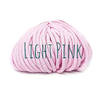 Image of Cotton Cord Yarn Rope 5mm Light Pink 100meters (109.36yards) for crochet knitting macrame weaving and diy projects Colorful Passions