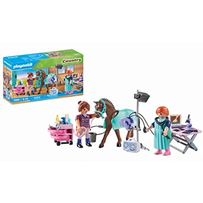 Image of Playmobil 71241 Country Veterinarian for Horses, pony Farm, Horse Toys, Fun Imaginative Role Play, Playset Suitable Children Ages 4+