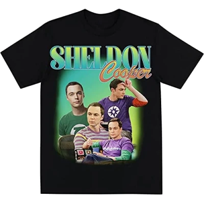 Image of Sheldon Cooper Homage Men T Shirt Printed Camiseta Black Tee Top M