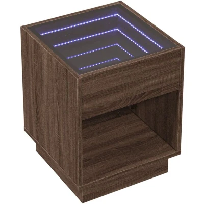 Image of vidaXL Coffee Table with Infinity LED Brown Oak 40x40x50 cm