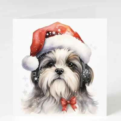 Image of Shih Tzu in Snow Christmas Cards Pack of 5
