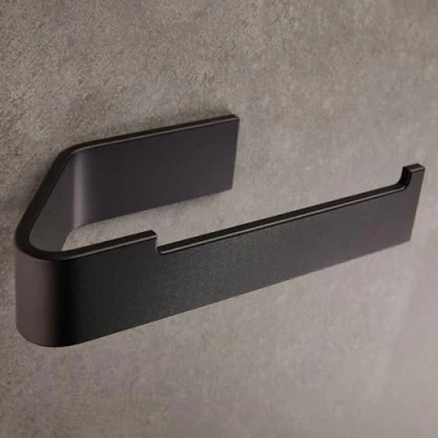 Image of Designfactory Hamburg Toilet roll holder Self adhesive paper No drill wall mounted Easy stick on Modern design Matt white