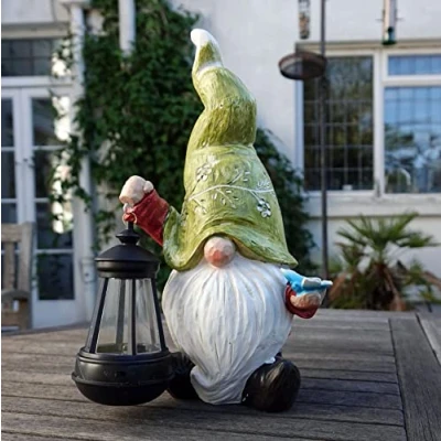 Image of Gus the Gonk 29cms Tall Garden Gnome with Solar Powered Lantern Ornament