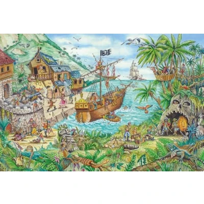 Image of Schmidt 56330 Bay, Includes Pirate Flag, Children&#039;s Puzzle, 100 Pieces, Multicoloured