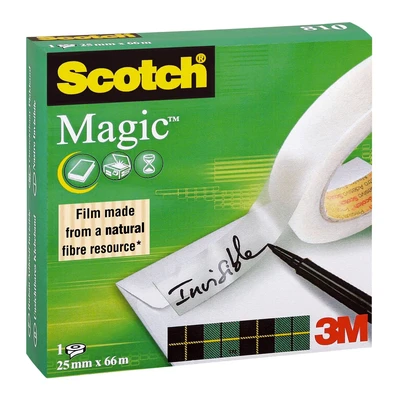 Image of Scotch Magic Tape, 1 Roll , 25 mm x 66 m General Purpose Sticky Tape for Document Repair, Labelling &amp; Sealing