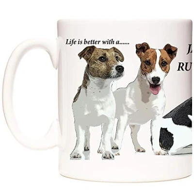 Image of KAZMUGZ Jack Russell MUG, Life is better with a Gift Cup. Dog lover&#039;s gift. Ceramic mug