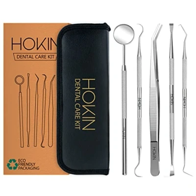 Image of HOKIN Plaque Remover Dental Care Kit Teeth Cleaning Tool Tooth Filling Repair Set Stainless Steel Tools for Men Women Kids and Pet (5)