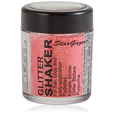 Image of Stargazer Pastel glitter Shaker, Coral. Cosmetic powder for use on the eyes, lips, face, body, hair and nails.