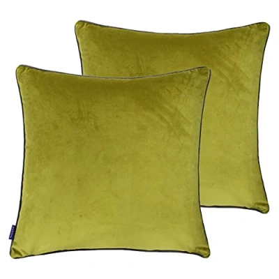Image of Paoletti Meridian Twin Pack Polyester Filled Cushions, Moss/Charcoal, 55 x 55cm