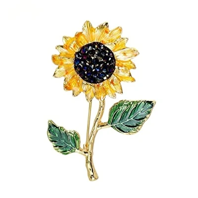 Image of HCMA Enamel Sunflower Brooch Pins For Women Fashion Jewelry New Plant flower Brooches Gift