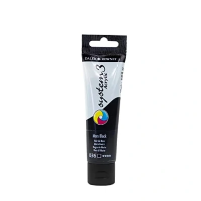 Image of Daler Rowney System3 Acrylic Paint, Plastic Tube, 2oz 59 ml, Mars Black