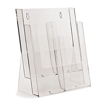 Image of taymar Table Brochure Stand for DIN A4 or Long, 2 Levels, Transparent, with Divider