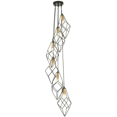 Image of Jaxon Plate Pendant Ceiling Lamp, Matt Black, Gold Effect