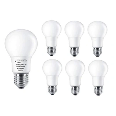 Image of Tech Traders ® LED E27 Screw Light Bulbs 70W Equivalent, A60,Cool White (6000K), 7W ES GLS Bulb, Ultra Bright 560Lm, Energy Saving