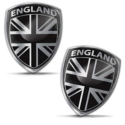 Image of Biomar Labs® 2 x 3D Domed Silicone Badge Stickers Decal Emblem Car Motorcycle Helmet UK GB Union Jack United Kingdom Great Britain British Silver National Flag F 151