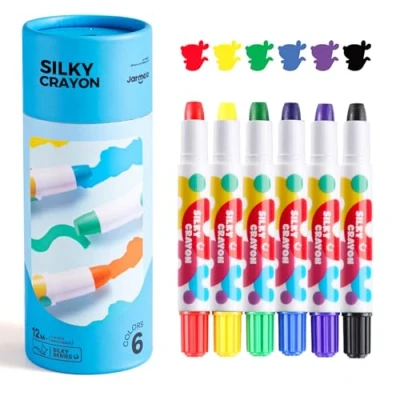 Image of Jar Melo Washable Crayons for Toddlers, 6 Colors Non Toxic Crayon, Easy to Hold Silky Large Crayons, Safe Babies and Children, Gift Boys Girls