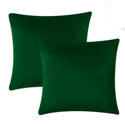 Image of Imperial Rooms Cushion Covers 45 x cm Pack of 2 Square Throw Velvet Pillow Cases Bedroom Decor for Sofa Living Room Car (Green, 18 Inch)