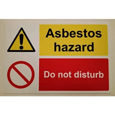 Image of Asbestos hazard do not disturb Safety sign Self adhesive sticker (200mm x 150mm)