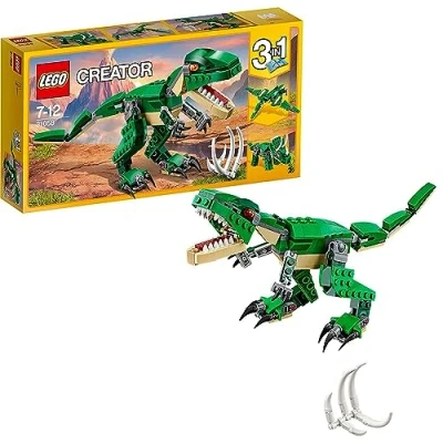 Image of LEGO 31058 Creator Mighty Dinosaurs Toy, 3 in 1 Model, T. rex, Triceratops and Pterodactyl Dinosaur Figures, Gifts for 7 12 Year Old kids, Boys &amp; Girls