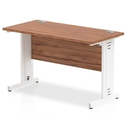 Image of Impulse 1200 x 600mm Straight Desk Walnut Top White Cable Managed Leg