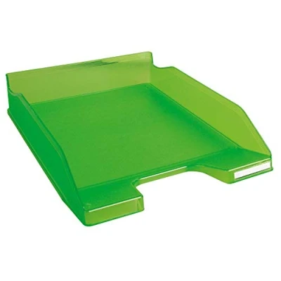 Image of Exacompta Ref 11397D Linicolor Letter Tray Combo Midi 347 x 255 65mm in Size, Holds Up To 500 Sheets, Suitable for A4 Documents Apple Green Translucent