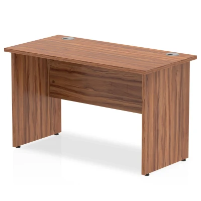 Image of Impulse 1200 x 600mm Straight Office Desk Walnut Top Panel End Leg