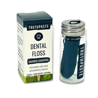 Image of Bamboo Charcoal Dental Floss Zero Waste Vegan Eco Sustainable Plastic Free Unflavoured