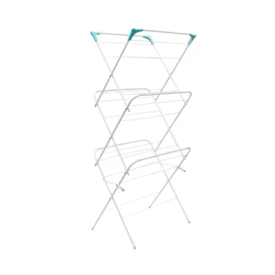 Image of JVL Three Tier Folding Concertina Laundry Washing Clothes Horse Airer, White,138 x 63