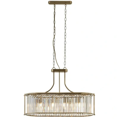 Image of Searchlight Victoria hanging light, brass coloured, crystal glass, 78 cm, E27