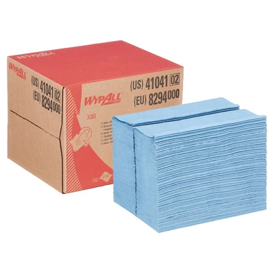 Image of WypAll X80 Power Clean Blue Cleaning Cloths 8294 Reusable 1 Brag Box x 160 Absorbent