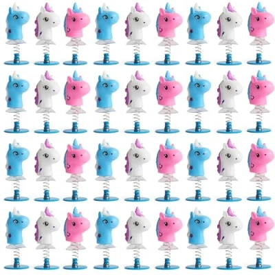 Image of THE TWIDDLERS 36 Unicorn Spring Jump Up Pop Toys for Kids, 6cm Bulk Birthday Party Favours Girls, Multipack Goody Bag Fillers and Jumping Toy Gift Set, Classroom Prizes