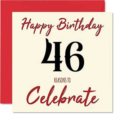 Image of Fun 46th Birthday Cards for Men Woman Reasons To Happy Card Dad Mum Brother Sister Grandad Nanny Grandma Uncle Auntie, 145mm x Greeting Cards,