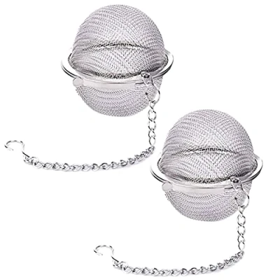 Image of Tea Ball Strainer 2 Pcs Stainless Steel, Balls, 2.1 Inch Infusers for Steeper, Loose Tea, Infuser Filter Herbal Spices Seasonings