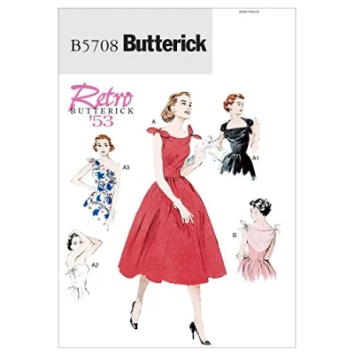 Image of Butterick Patterns B5708 Size A5 6 8 10 12 14 Misses&#039; Dress, Pack of 1, White